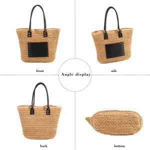 Nuevo diseño de productos de verano para mujer, bolso de mano de gran capacidad, bolso de paja, bolso de mano, bolso de mano de paja para mujer