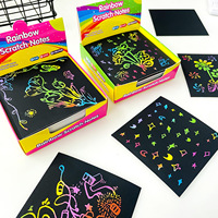 100 cartes à gratter magiques pour enfants, jouet artistique, bricolage, tableau de dessin, notes artistiques colorées, matériau écologique