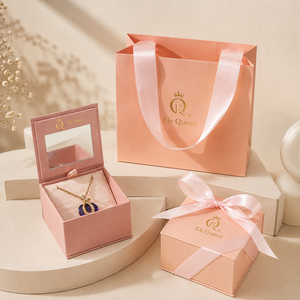 Premium <b>Mirror</b> Jewelry Gift <b>Box</b> with Paper Bag 1200g Cardboard Velvet Lining Jewelry Packaging for Retail Brands necklace store - Product Image 1
