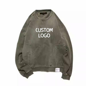 <span class=keywords><strong>Sweat</strong></span>-shirt de luxe lourd 100% coton pour homme <span class=keywords><strong>Sweat</strong></span>-shirt ras du cou personnalisé entièrement vieilli - Product Image 3