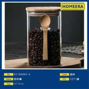 Scatola all'ingrosso da 32 pezzi di vaso di vetro borosilicato alto trasparente con coperchio di bambù e cucchiaio 10x20cm bottiglie di stoccaggio per feste - Product Image 1