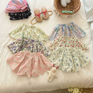 Girls Cotton Floral Shorts Mid Waist Breathable Tutu Style Summer Pants For Kids - Product Image 4