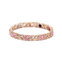 Bracelet de thérapie magnétique pour femmes et hommes, design XO, bracelet de soins de santé incrusté de cristaux, bijoux d'équilibre énergétique