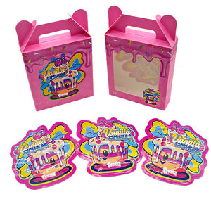 In Stock New Product Pink Cake Pattern Mylar Box and Special Shape Bag for Edibles Smell Proof With Window Box - Product Image 3