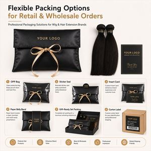 Pochette de luxe en satin pour perruque avec nœud en ruban, logo personnalisé, pochette enveloppe en soie pour emballage d'extensions capillaires, idéale pour les salons - Product Image 6