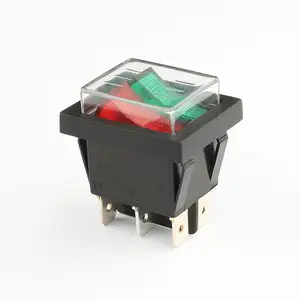 KCD1 interrupteur à bascule à Double pôle 2 pôles éclairé par Led rouge vert 22x28 MM