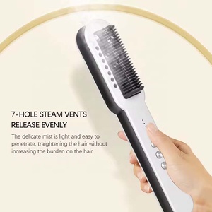 Cepillo Alisador de Pelo a Vapor Personalizado 3 en 1 Peine para Rizar y Alisar de Calentamiento Rápido Peine Caliente Cepillo Eléctrico para el Cabello - Product Image 4
