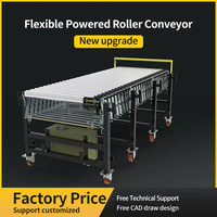 Convoyeur à rouleaux motorisé télescopique extensible et flexible pour le transfert de marchandises en entrepôt