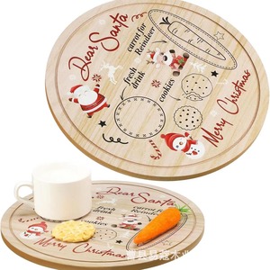 Bandeja de madera para galletas navideñas, redonda, decorativa, para servir galletas de leche y zanahoria de Papá Noel, regalo navideño - Product Image 1