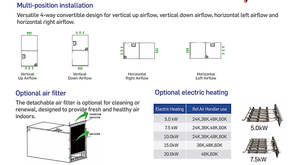 Système CVC SEER 18, unité de traitement d'air R454B, unité de condensation, unité de traitement d'air à décharge latérale supérieure - Product Image 6