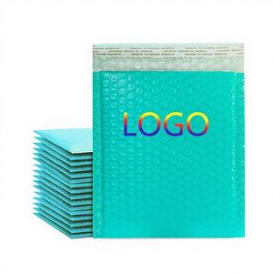 Sac à bulles en polyéthylène biodégradable écologique turquoise, 25x30+5CM, épais, pour cosmétiques, bijoux, CD, enveloppe personnalisée avec logo - Product Image 1