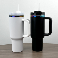 Gobelet isotherme personnalisé en acier inoxydable à double paroi de 40 oz, plaqué arc-en-ciel holographique, isolation thermique de 12 à 24 heures, pour aliments