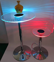 Ensemble de table et tabourets de bar en acrylique lumineux LED moderne, couleur changeante RGB, hauteur réglable en métal, pour boîte de nuit, hôtel, supermarché, salle à manger