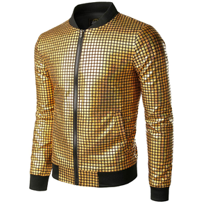 Chaqueta Bomber Varsity ligera con cremallera para hombre Nueva moda 70s Estilo de fiesta <span class=keywords><strong>disco</strong></span> para Halloween - Product Image 1