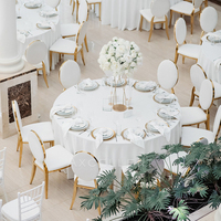 Ensemble de table à manger ronde pour événements de mariage, style luxe léger et contemporain, 1+10, avec nappe blanche et chaises