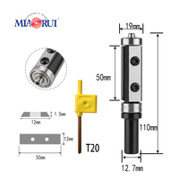 Miaorui Fraise de défonceuse industrielle 12,7 mm à double tranchant avec inserts indexables et guide à roulement pour découpe CNC