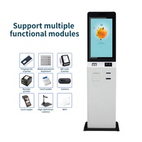 Kiosque tactile 10 points au sol de 21.5 pouces, machine de commande en libre-service avec imprimante thermique/code QR/caméra