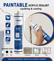 Scellant acrylique latex imperméable et peignable de 300 ml, blanc, pour fenêtres, portes, garnitures, remplissage des espaces intérieurs, faible odeur