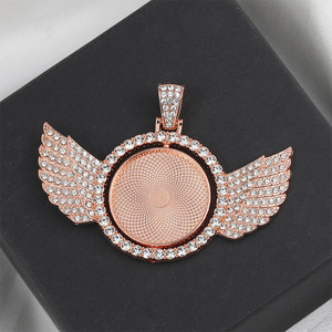 Collana con Ciondolo a Forma di Ala d'Angelo in Acciaio Inossidabile, Catena a Corda Stile Hip Hop, Gioiello Rotante per Sublimazione - Product Image 3