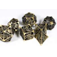 Set Dadu D&D RPG Kustom Purple Hollow Dragon D20 Logam Hitam dengan Tepi Tajam, Dadu Polihedral untuk Dungeons
