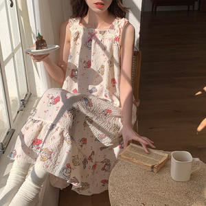 <span class=keywords><strong>Padd</strong></span> chemise de nuit pour femmes été 2024 nouvelle <span class=keywords><strong>sangle</strong></span> chemise de nuit rides tissu Homewear doux mignon Internet célébrité portable - Product Image 5