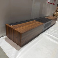 HEYU 100''120'' 130'' 150'' Meuble TV laser UST motorisé intelligent couleur noyer pour salon, home cinéma intégré sans écran