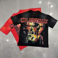 T-shirts pour hommes LH Life Hustlers de haute qualité, design trou noir effet délavé et perforé, style Hip Hop Vintage Streetwear, vente en gros
