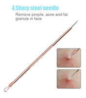 Kit professionnel de 4 outils pour le visage en acier inoxydable rose doré, extracteur avancé de points noirs et d'acné pour le nez