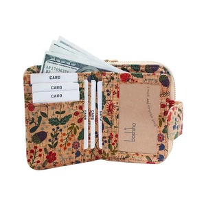 Custom Design Women's <b>RFID</b> <b>Blocking</b> Vegan Recycled Eco-Friendly Short Fashion <b>Wallet</b> with Polyester Lining and Cork Material - Product Image 5