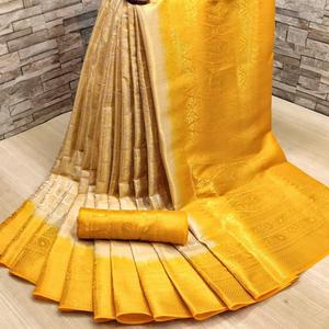 Banarasi-Saree en coton et soie avec nouveau chemisier non cousu de créateur Vente en gros Prix le plus bas du marché Sutra Gujarat Vêtement ethnique - Product Image 6