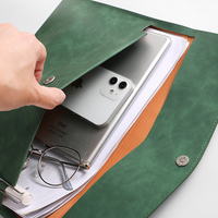 Portadocumentos de Negocios de Cuero PU A4 con Logotipo Personalizado, Organizador de Archivos con Gran Capacidad, Maletín Impermeable con Botón