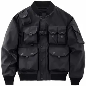 Jaqueta bomber de voo de alta qualidade, moda, múltiplos bolsos, decoração, casaco de carga, roupa de trabalho, para homens