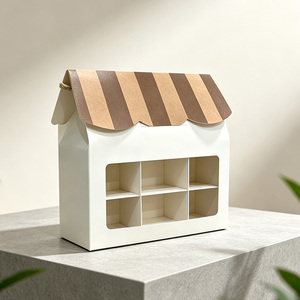 Boîte cadeau créative en forme de mini-maison avec fenêtre transparente pour <span class=keywords><strong>biscuits</strong></span> et bonbons, boîte souvenir en papier - Product Image 2