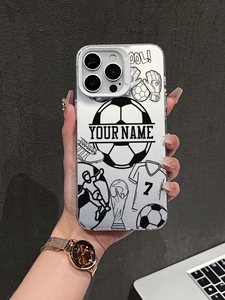 <span class=keywords><strong>Coque</strong></span> de protection antichoc en TPU personnalisable <span class=keywords><strong>avec</strong></span> nom et numéro, motif football doodle, peinture UV, argent réfléchissant pour - Product Image 3