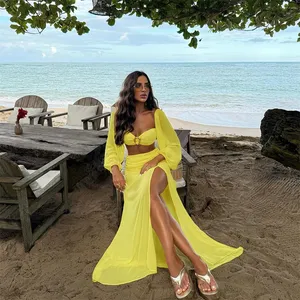 Bikinis 4 pièces Sexy solide <span class=keywords><strong>Micro</strong></span> femmes maillots de bain sexy robe de plage maillots de bain <span class=keywords><strong>Bikini</strong></span> ensemble maillot de bain maillots de bain vêtements de plage - Product Image 2