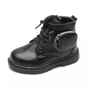 Custom New Fashion Unisex in pelle nera per bambini bambini stivaletti da ragazzo per 13 anni pantofole invernali con lacci per ragazze - Product Image 2