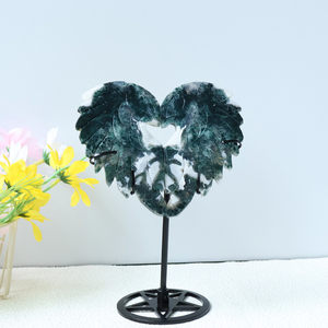 Atacado Ametista Natural Mão Esculpida De Cristal, Asa Em Forma De Coração Escultura Com Suporte, Decoração De Casa - Product Image 6