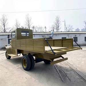 Electric 4-Wheel Customized Color Vintage Retro Freight Truck Sightseeing Truck with Matte Yellow-Green <b>Paint</b> Finish - Product Image 1