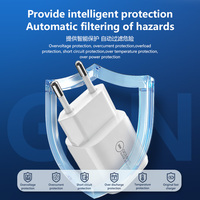 Cargador Rápido de 20W con Doble Puerto y Enchufe Europeo, PD2.0 QC3.0 GaN, IC Inteligente, Seguro y Portátil para iPhone, Samsung y Android