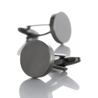 Lot de 2 Boutons de Manchette Simples Personnalisables Gravés en Acier Inoxydable Poli, Ronds et Vides, pour Hommes