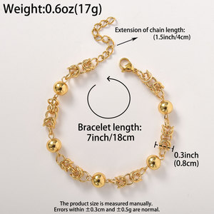 Pulsera de pareja unisex de acero inoxidable con eslabones entrelazados de cuentas redondas lisas y pulidas de lujo, resistente al deslustre y a los arañazos, fabricada en China. - Product Image 6