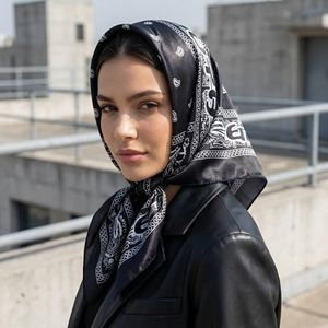 <span class=keywords><strong>Bandana</strong></span> Personalizzata 75x75cm con Logo Stampato su Entrambi i Lati, Design a Tinta Unita <span class=keywords><strong>Multiuso</strong></span> - Product Image 1