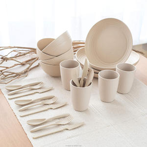 Produits sans BPA avec logo personnalisé, bols, tasses, assiettes et plats biodégradables, vaisselle en paille de blé, ensembles de vaisselle - Product Image 3