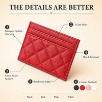 Starrise Tempat Kartu Pola Permen Wanita Pria Berlapis 3 Slot Kartu RFID Blocking Tempat Kartu Kredit Hadiah Bisnis