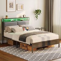 Vente en gros Base de lit en bois design industriel avec cadre en métal Cadres de lit simple/double/double/queen/king size pour chambre à coucher