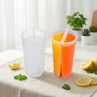 Gobelets YIWEI 700ML en plastique PP transparent à paroi simple, 3 saveurs, pour thé glacé Boba et boissons, personnalisables, en stock
