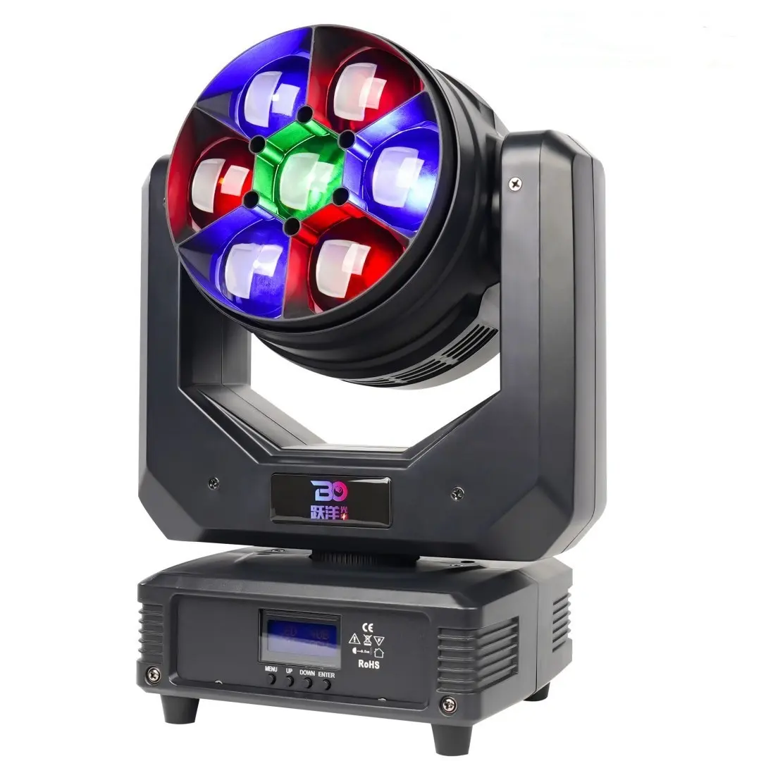 DMX LED Bühnenlicht 7 × 40 W RGBW Rotations-Zoom-Bewegungskopf KTV-Leiste Bühnenfarbiges Lichtstrahler Licht