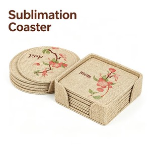 Classic Eco-Friendly <strong>Coaster</strong> Sublimation Blank Burlap Square Round Linen <strong>Coaster</strong> <strong>Table</strong> Cup <strong>Coaster</strong> - Product Image 1