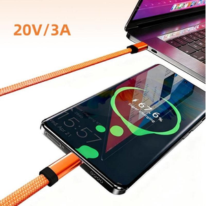 Câble de données plat tressé PD 60W en gros d'usine, câble de charge ultra-rapide USB C compatible avec les téléphones 17 et 16 - Product Image 6