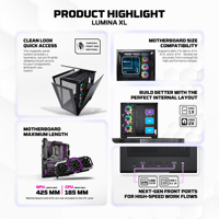 FANTECH casing Gaming CG87 ATX 425mm GPU, casing PC kaca Tempered dengan 6 kipas, tampilan panorama 270 derajat